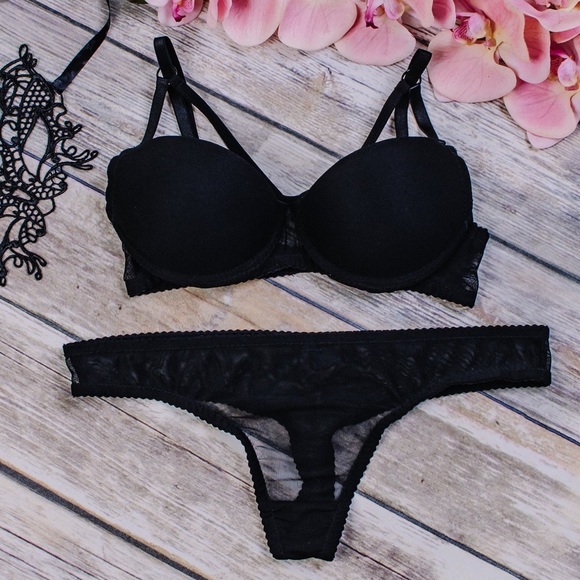 Lebonbon handmade black push-up bra - Picture 3 of 4